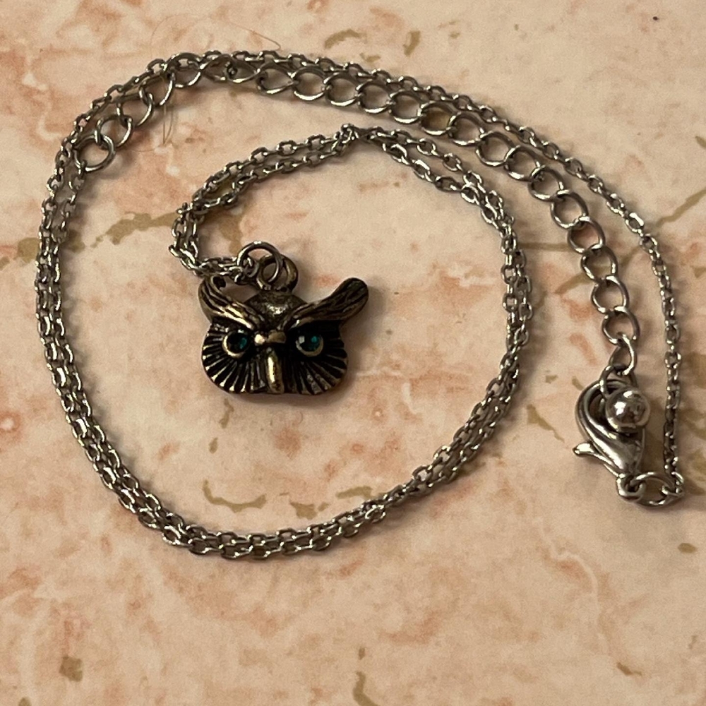 Silver Owl Pendant Necklace